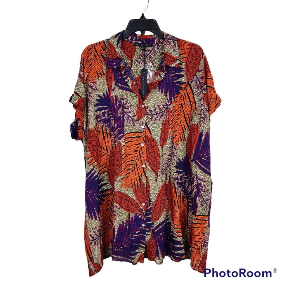 Jane + Delancey Leaf Print Tunic Short Dress